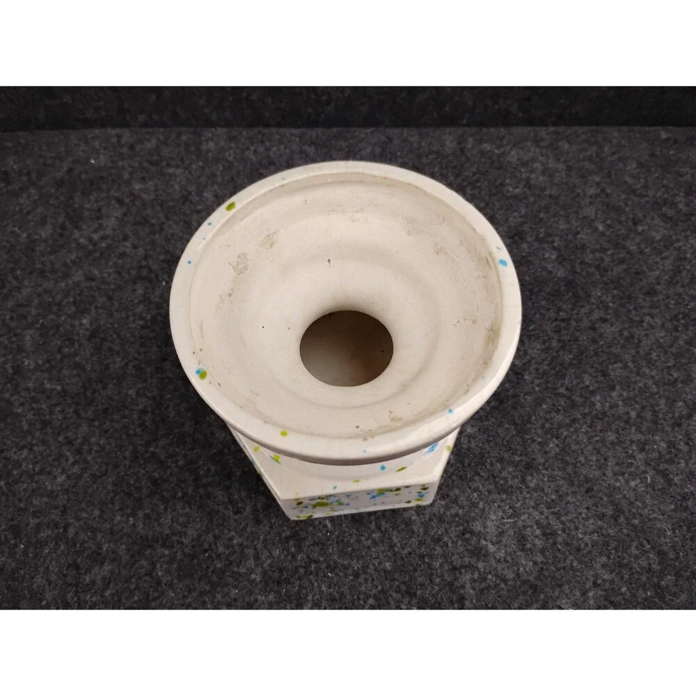 Vintage Ceramic Pillar Candle Holder Base Stand Pedestal Riser Speckled